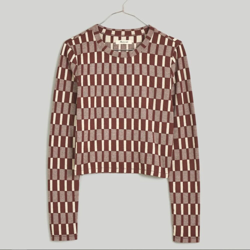 NWT Madewell | Fine Ribbed Supercrop Crewneck Long-Sleeve Tee